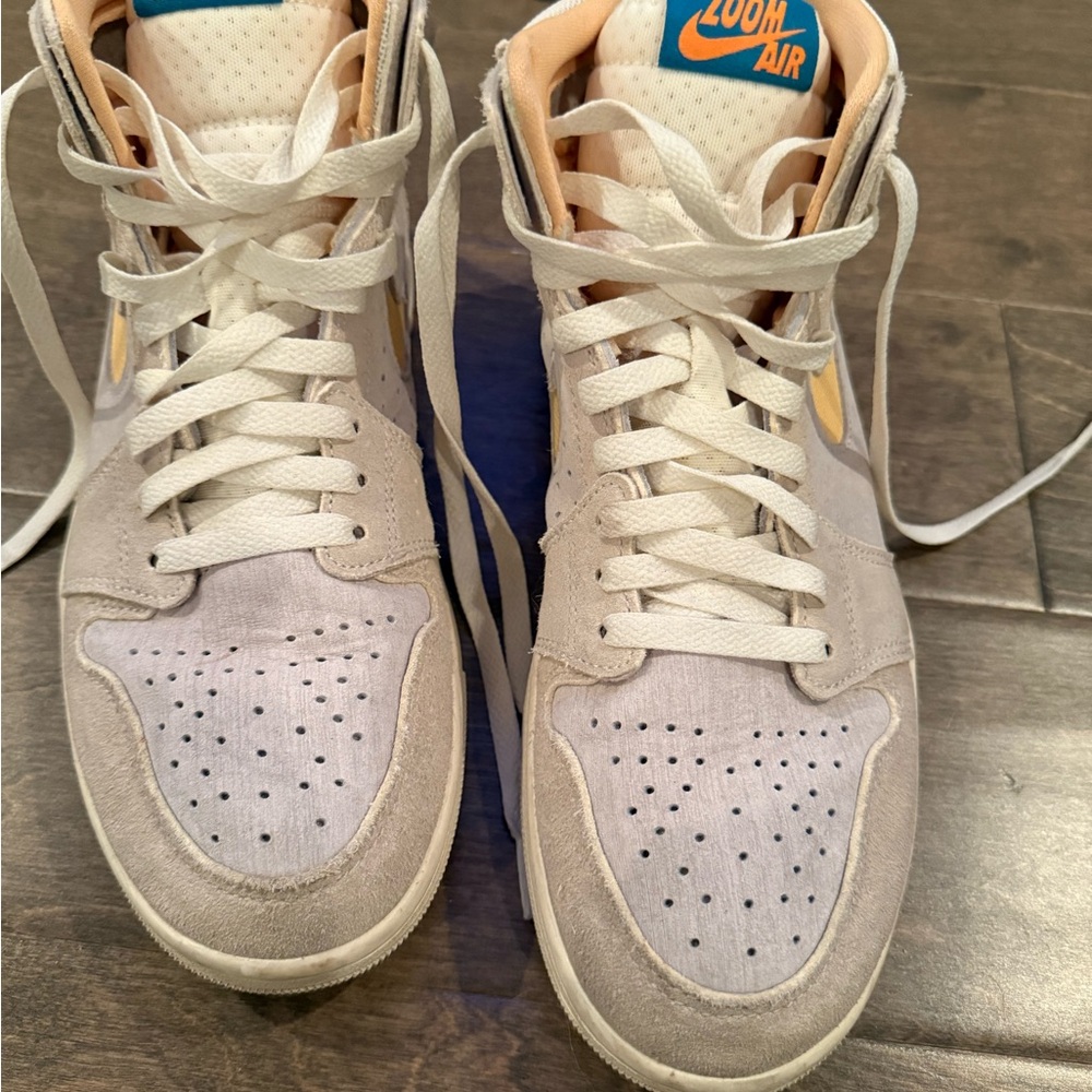 Nike Air High-Top Sneakers in White and Orange